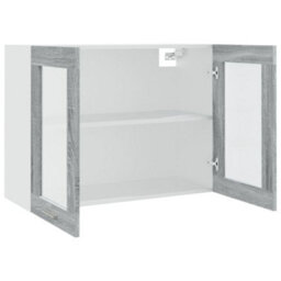 Berkfield Hanging Glass Cabinet Grey Sonoma 80X31X60 Cm Engineered Wood - thumbnail 5
