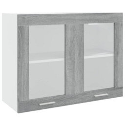 Berkfield Hanging Glass Cabinet Grey Sonoma 80X31X60 Cm Engineered Wood - thumbnail 2