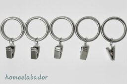 Homeelabador 30mm Metal Silver Colour Curtain Pole Rod Rings With Clips Hanging Pack Of 10 - thumbnail 2
