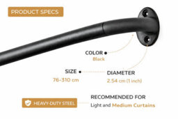 Shopnbits Blackout Extendable Metal Curtain Poles For Eyelet Curtains Adjustable Black  160-300Cm - thumbnail 3