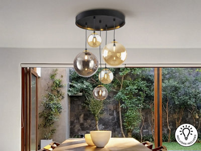 Luminosa Lighting Luminosa Dark Cluster Pendant Ceiling Light Black, Brass 5Xg9 400Lm - Uk Stock - image 1