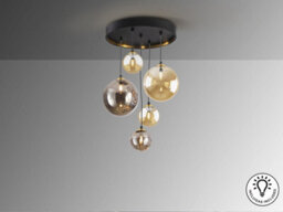 Luminosa Lighting Luminosa Dark Cluster Pendant Ceiling Light Black, Brass 5Xg9 400Lm - Uk Stock - thumbnail 4