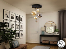 Luminosa Lighting Luminosa Dark Cluster Pendant Ceiling Light Black, Brass 5Xg9 400Lm - Uk Stock - thumbnail 5