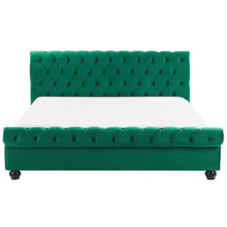 Beliani Bed Velvet Avallon 180 X 200 Cm (Eu Super King) Emerald Green - thumbnail 4