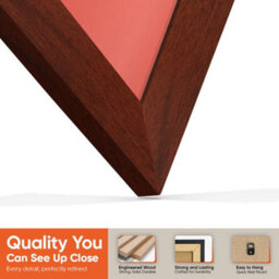 "AK Frames 25X17"" Rose Wood Modern Vinyl Record Frame With Poppy Red Mount For 12 Inch Lp Cover & Disc - Overlapped Design" - thumbnail 3