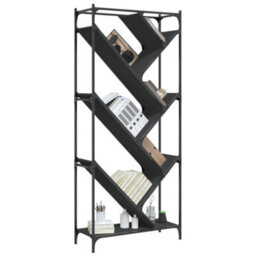 Berkfield Bookcase Black 79X30X180 Cm Engineered Wood And Metal - thumbnail 4
