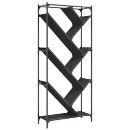 Berkfield Bookcase Black 79X30X180 Cm Engineered Wood And Metal - thumbnail 2
