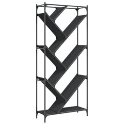 Berkfield Bookcase Black 79X30X180 Cm Engineered Wood And Metal - thumbnail 7