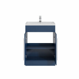 Rinse Bathrooms 600mm Painted Floor Standing Vanity Unit With Basin Sink Cabinet Unit Bathroom Storage Units Flat Packed Blue - thumbnail 4