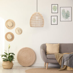 Happy Homewares Traditional Vintage Spiral Cage Design Natural Brown Rattan Ceiling Lamp Shade - thumbnail 5