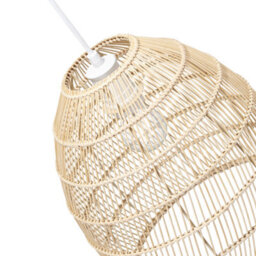 Happy Homewares Traditional Vintage Spiral Cage Design Natural Brown Rattan Ceiling Lamp Shade - thumbnail 4