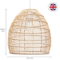 Happy Homewares Traditional Vintage Spiral Cage Design Natural Brown Rattan Ceiling Lamp Shade - thumbnail 7