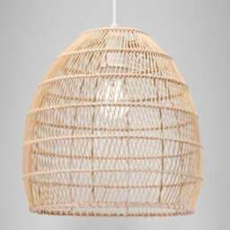 Happy Homewares Traditional Vintage Spiral Cage Design Natural Brown Rattan Ceiling Lamp Shade - thumbnail 6