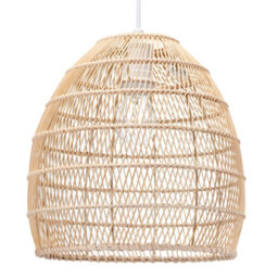 Happy Homewares Traditional Vintage Spiral Cage Design Natural Brown Rattan Ceiling Lamp Shade