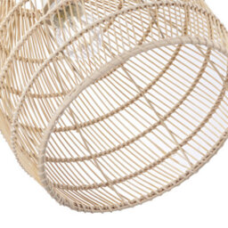 Happy Homewares Traditional Vintage Spiral Cage Design Natural Brown Rattan Ceiling Lamp Shade - thumbnail 3