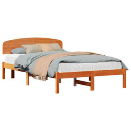 Berkfield Classic Bed Frame With Headboard Wax Brown 135X190 Cm Solid Wood Pine - thumbnail 3