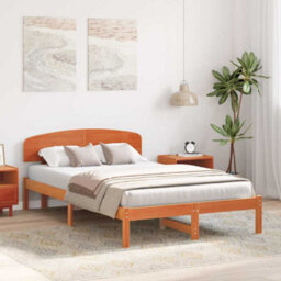 Berkfield Classic Bed Frame With Headboard Wax Brown 135X190 Cm Solid Wood Pine - thumbnail 4