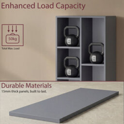 Lassic Vida Designs 5 Cube Storage Unit Shelving Bookcase Display Organiser - Modern Cube Shelf For Living Room, Bedroom, Office, Grey - thumbnail 7