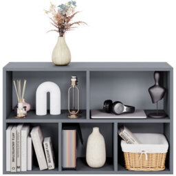 Lassic Vida Designs 5 Cube Storage Unit Shelving Bookcase Display Organiser - Modern Cube Shelf For Living Room, Bedroom, Office, Grey - thumbnail 4