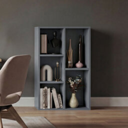 Lassic Vida Designs 5 Cube Storage Unit Shelving Bookcase Display Organiser - Modern Cube Shelf For Living Room, Bedroom, Office, Grey - thumbnail 3