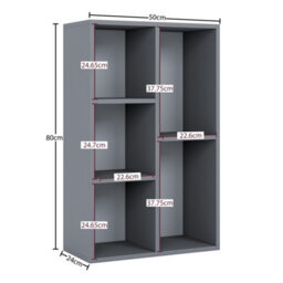 Lassic Vida Designs 5 Cube Storage Unit Shelving Bookcase Display Organiser - Modern Cube Shelf For Living Room, Bedroom, Office, Grey - thumbnail 5