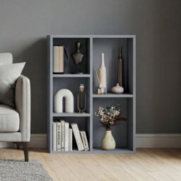 Lassic Vida Designs 5 Cube Storage Unit Asymmetric Wooden Bookcase Display Shelf Organiser For Living Room, Bedroom, Home Office, Grey