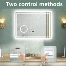 AVER-GROWTH Led Bathroom Mirror With Bluetooth 3 Colour Lights Anti-Fog Touch/wall Switch Clock 3X Magnifying Brightness Memory 800X600mm - thumbnail 5