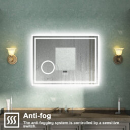 AVER-GROWTH Led Bathroom Mirror With Bluetooth 3 Colour Lights Anti-Fog Touch/wall Switch Clock 3X Magnifying Brightness Memory 800X600mm - thumbnail 4