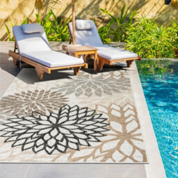 Homeart Outdoor Indoor Rug, Easy Clean, Uv Weather Resistant Rug For Patio, Gardenbellis Black, Beige,120X170Cm - thumbnail 2