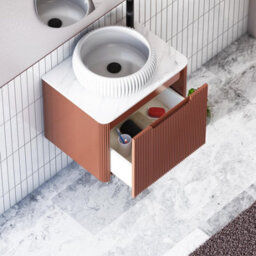 Royal Bathrooms Avenza 600mm Terracotta Clay Wall Hung Bathroom Countertop Vanity Unit 1 Drawer With Milan Basin - thumbnail 5