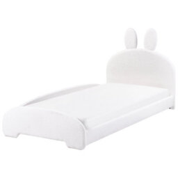 Wyld And Coco Cosynest Bunny Bouclé Upholstered Bed Frame 3Ft Eu Single Beige Off-White - thumbnail 3