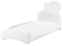 Wyld And Coco Cosynest Bunny Bouclé Upholstered Bed Frame 3Ft Eu Single Beige Off-White - thumbnail 2