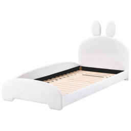 Wyld And Coco Cosynest Bunny Bouclé Upholstered Bed Frame 3Ft Eu Single Beige Off-White - thumbnail 5