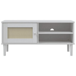 Walplus Tv Cabinet Senja Rattan Look White 106X40X49Cm Solid Wood Pine - thumbnail 5
