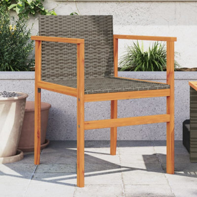 Berkfield Garden Chairs 2 Pcs Grey Poly Rattan&solid Wood - image 1