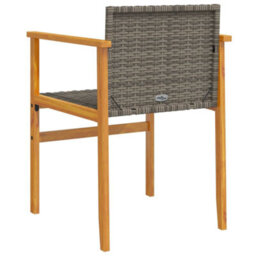 Berkfield Garden Chairs 2 Pcs Grey Poly Rattan&solid Wood - thumbnail 7
