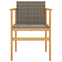 Berkfield Garden Chairs 2 Pcs Grey Poly Rattan&solid Wood - thumbnail 5