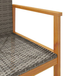 Berkfield Garden Chairs 2 Pcs Grey Poly Rattan&solid Wood - thumbnail 9