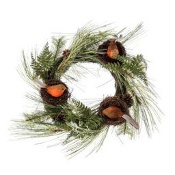 Homescapes Artificial Christmas Wreath With Robins Nests, 16 Inch - thumbnail 1