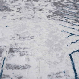 Loomed Blue Grey Distressed Abstract Metallic Geometric Living Runner Rug 70X240Cm - thumbnail 5