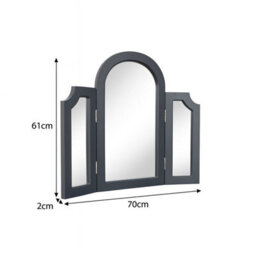 Melody Maison Navy Black Arched Triple Dressing Table Mirror - Daventry Navy Black Range - thumbnail 7