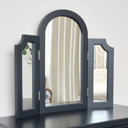 Melody Maison Navy Black Arched Triple Dressing Table Mirror - Daventry Navy Black Range - thumbnail 5