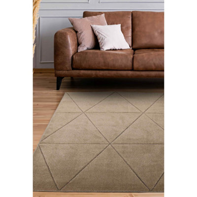 Melrose Solid Natural Lines Design Indoor Small Area Rug 12mm Pile Height 080/150Cm - image 1