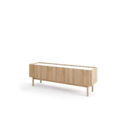 Arte Elegant Boho Tv Cabinet W1440mm H480mm D370mm - Oak Riviera & White Marble Finish For Modern Living Spaces