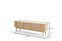 Arte Elegant Boho Tv Cabinet W1440mm H480mm D370mm - Oak Riviera & White Marble Finish For Modern Living Spaces - thumbnail 2