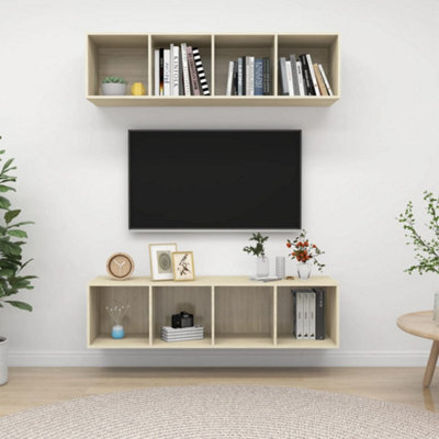 Berkfield Wall-Mounted Tv Cabinets 2 Pcs Sonoma Oak Engineered Wood - image 1