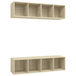 Berkfield Wall-Mounted Tv Cabinets 2 Pcs Sonoma Oak Engineered Wood - thumbnail 2