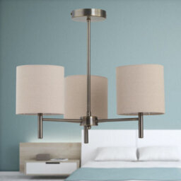 First Choice Lighting Brea - Antique Brass 3 Light Fitting With Natural Linen Shades - thumbnail 4