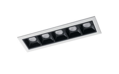 Luminosa Lighting Luminosa Sinkro Led Aluminum Recessed 5 Light Downlight Anti Glare, White, Black, 4000K, 2W