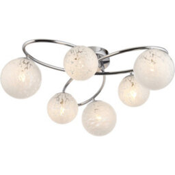 Loops Chrome Semi Flush Low Ceiling Light - White Confetti Multi Arm Glass - 6 X 3W Led G9